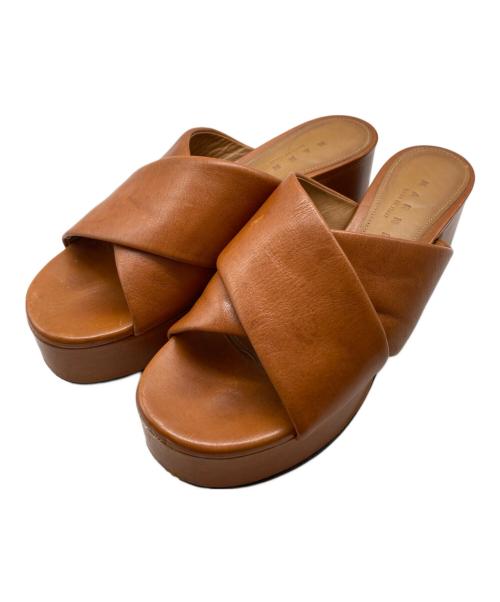 MARNI（マルニ）MARNI (マルニ) クロスレザーサンダル ブラウン サイズ:37の古着・服飾アイテム