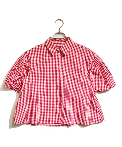 Simone Rocha（シモーネ ロシャ）Simone Rocha (シモーネ ロシャ) パフスリーブギンガムチェックシャツ ホワイト×レッド サイズ:8の古着・服飾アイテム