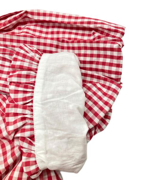 Simone Rocha（シモーネ ロシャ）Simone Rocha (シモーネ ロシャ) パフスリーブギンガムチェックシャツ ホワイト×レッド サイズ:8の古着・服飾アイテム