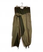 GROUND Yグラウンドワイ）の古着「キュビズムパッチワークパンツ」｜カーキ