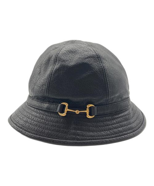 GUCCI（グッチ）GUCCI (グッチ) ホースビット ラムレザーハット ブラック サイズ:Lの古着・服飾アイテム