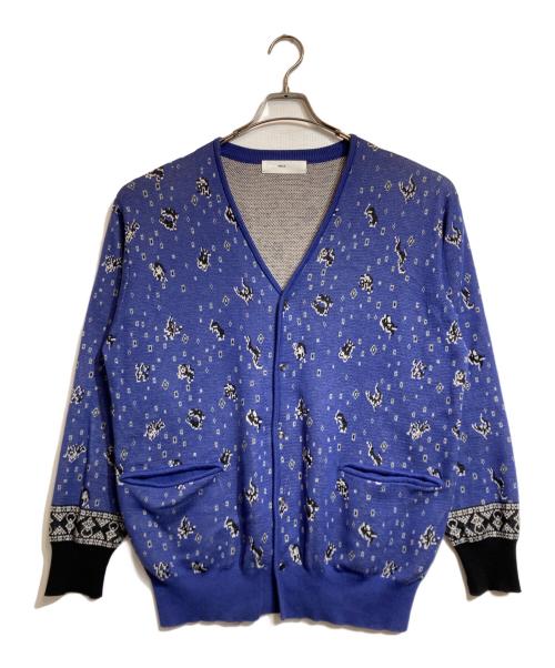 TOGA VIRILIS（トーガ ビリリース）TOGA VIRILIS (トーガ ビリリース) 総柄ニットカーディガン ブルー サイズ:46の古着・服飾アイテム