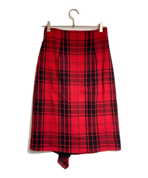 BORDERS at BALCONY（ボーダーズアットバルコニー）BORDERS at BALCONY (ボーダーズアットバルコニー) フリルデザインスカート レッド×ブラック サイズ:36の古着・服飾アイテム