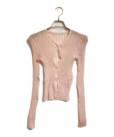 極美品 STUNNING LURE シアーリブVネックカーディガンピンク M 3016009277067352_01_9157w.jpeg
