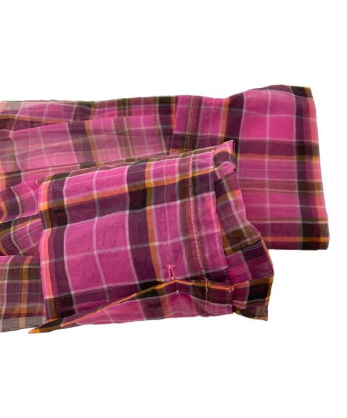 CABAN（キャバン）CABaN (キャバン) ナイロンオーガンジー チェックプリントポケットシャツ ピンク サイズ:Sの古着・服飾アイテム