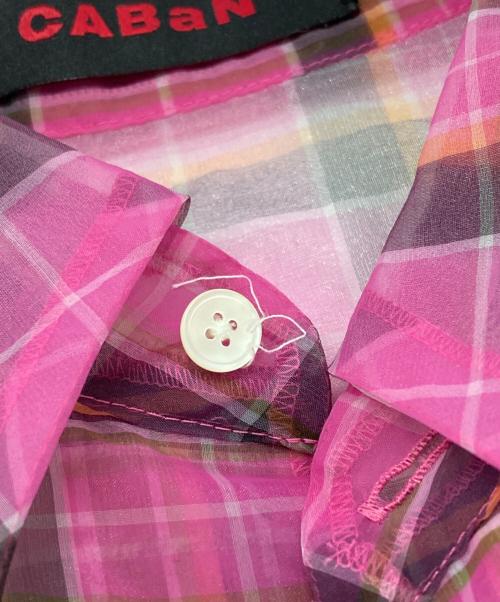 CABAN（キャバン）CABaN (キャバン) ナイロンオーガンジー チェックプリントポケットシャツ ピンク サイズ:Sの古着・服飾アイテム