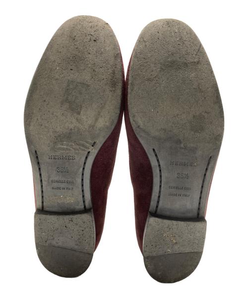 HERMES（エルメス）HERMES (エルメス) H刺繍スウェードローファー ブラウン サイズ:36・1/2の古着・服飾アイテム