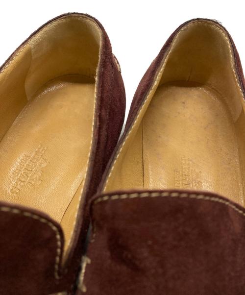 HERMES（エルメス）HERMES (エルメス) H刺繍スウェードローファー ブラウン サイズ:36・1/2の古着・服飾アイテム