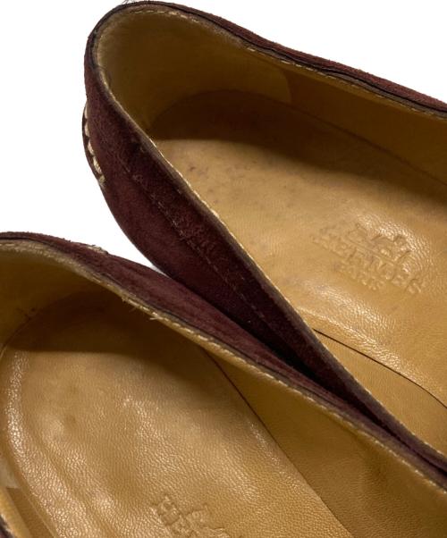 HERMES（エルメス）HERMES (エルメス) H刺繍スウェードローファー ブラウン サイズ:36・1/2の古着・服飾アイテム