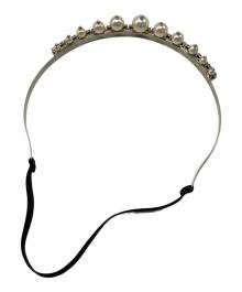 MIU MIU（ミュウミュウ）の古着「パール×ラインストーンカチューシャ」｜シルバー