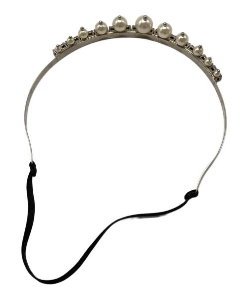 MIU MIU（ミュウミュウ）MIU MIU (ミュウミュウ) パール×ラインストーンカチューシャ シルバーの古着・服飾アイテム