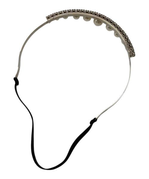 MIU MIU（ミュウミュウ）MIU MIU (ミュウミュウ) パール×ラインストーンカチューシャ シルバーの古着・服飾アイテム