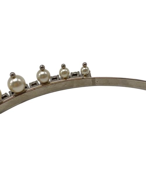 MIU MIU（ミュウミュウ）MIU MIU (ミュウミュウ) パール×ラインストーンカチューシャ シルバーの古着・服飾アイテム