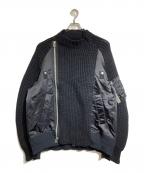 sacaiサカイ）の古着「ニット切替ブルゾン」｜ブラック