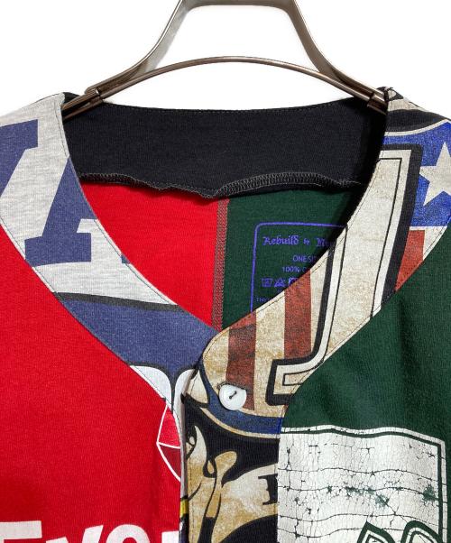 Rebuild by Needles（リビルドバイニードルス）Rebuild by Needles (リビルドバイニードルス) 再構築ベースボールシャツ レッド×グリーン サイズ:なしの古着・服飾アイテム