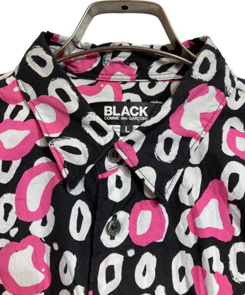 BLACK COMME des GARCONS（ブラックコムデギャルソン）BLACK COMME des GARCONS (ブラックコムデギャルソン) レオパードシャツ ブラック×ピンク サイズ:Lの古着・服飾アイテム