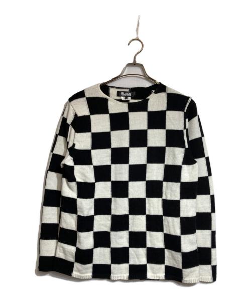 BLACK COMME des GARCONS（ブラックコムデギャルソン）BLACK COMME des GARCONS (ブラックコムデギャルソン) ボックスチェックニット ホワイト×ブラック サイズ:Ｌの古着・服飾アイテム
