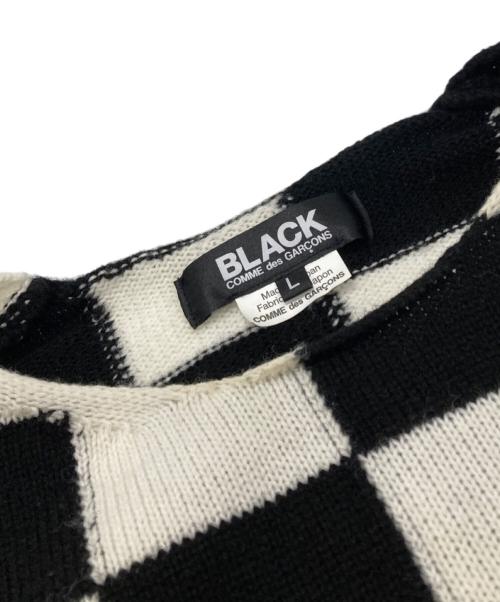 BLACK COMME des GARCONS（ブラックコムデギャルソン）BLACK COMME des GARCONS (ブラックコムデギャルソン) ボックスチェックニット ホワイト×ブラック サイズ:Ｌの古着・服飾アイテム