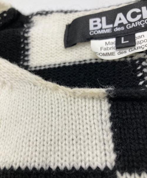 BLACK COMME des GARCONS（ブラックコムデギャルソン）BLACK COMME des GARCONS (ブラックコムデギャルソン) ボックスチェックニット ホワイト×ブラック サイズ:Ｌの古着・服飾アイテム