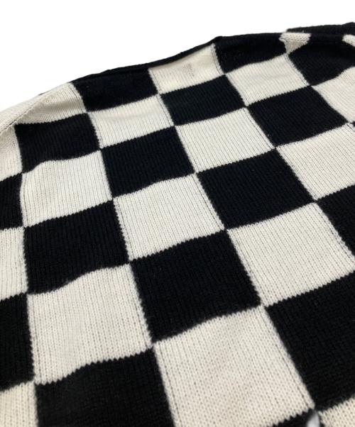 BLACK COMME des GARCONS（ブラックコムデギャルソン）BLACK COMME des GARCONS (ブラックコムデギャルソン) ボックスチェックニット ホワイト×ブラック サイズ:Ｌの古着・服飾アイテム