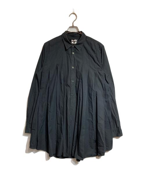 BLACK COMME des GARCONS（ブラックコムデギャルソン）BLACK COMME des GARCONS (ブラックコムデギャルソン) コットンブロードプリーツロングシャツ ブラック サイズ:XLの古着・服飾アイテム