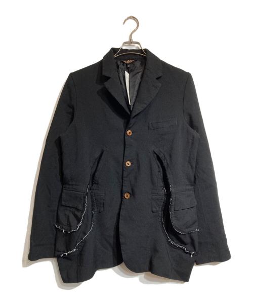 BLACK COMME des GARCONS（ブラックコムデギャルソン）BLACK COMME des GARCONS (ブラックコムデギャルソン) ポリ縮スラッシュ加工ジャケット ブラック サイズ:Lの古着・服飾アイテム