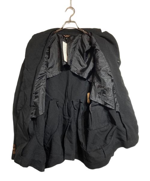 BLACK COMME des GARCONS（ブラックコムデギャルソン）BLACK COMME des GARCONS (ブラックコムデギャルソン) ポリ縮スラッシュ加工ジャケット ブラック サイズ:Lの古着・服飾アイテム