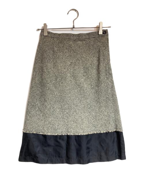 tricot COMME des GARCONS（トリココムデギャルソン）tricot COMME des GARCONS (トリココムデギャルソン) キュプラ切替ウールスカート グレー サイズ:Sの古着・服飾アイテム