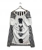 COMME des GARCONS HOMME PLUSコムデギャルソンオムプリュス）の古着「ハウンドトゥース切替ロングTシャツ」｜ホワイト×ブラック