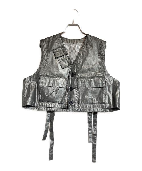 YOHJI YAMAMOTO（ヨウジヤマモト）YOHJI YAMAMOTO (ヨウジヤマモト) クロップドメタリックベスト シルバー サイズ:1の古着・服飾アイテム