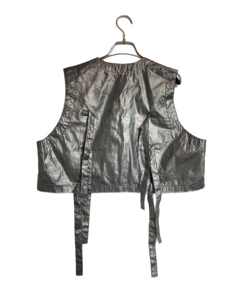 YOHJI YAMAMOTO（ヨウジヤマモト）YOHJI YAMAMOTO (ヨウジヤマモト) クロップドメタリックベスト シルバー サイズ:1の古着・服飾アイテム