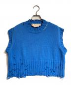 MARNIマルニ）の古着「ディストレスニットベスト」｜ブルー
