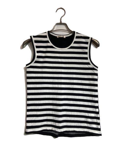 COMME des GARCONS（コムデギャルソン）COMME des GARCONS (コムデギャルソン) ノースリーブカットソー ブラック×ホワイト サイズ:Mの古着・服飾アイテム