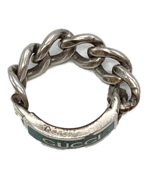 GUCCI（グッチ）GUCCI (グッチ) チェーン×プレートリング シルバー サイズ:なしの古着・服飾アイテム