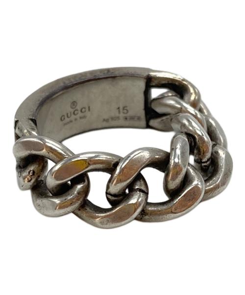 GUCCI（グッチ）GUCCI (グッチ) チェーン×プレートリング シルバー サイズ:なしの古着・服飾アイテム