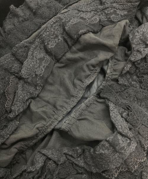 JUNYA WATANABE COMME des GARCONS MAN PINK（ジュンヤワタナベ コムデギャルソンマン ピンク）JUNYA WATANABE COMME des GARCONS MAN PINK (ジュンヤワタナベ コムデギャルソンマン ピンク) ベロア切替レースフリルスカート ブラック サイズ:Sの古着・服飾アイテム