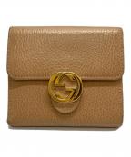 GUCCIグッチ）の古着「インターロッキングコンパクトウォレット」｜ベージュ
