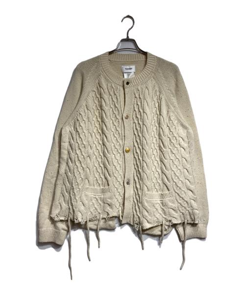 doublet（ダブレット）doublet (ダブレット) RECYCLE WOOL CABLE CARDIGAN/リサイクルウールケーブルカーディガン ベージュ サイズ:Lの古着・服飾アイテム