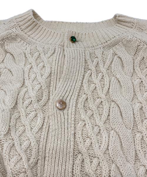 doublet（ダブレット）doublet (ダブレット) RECYCLE WOOL CABLE CARDIGAN/リサイクルウールケーブルカーディガン ベージュ サイズ:Lの古着・服飾アイテム