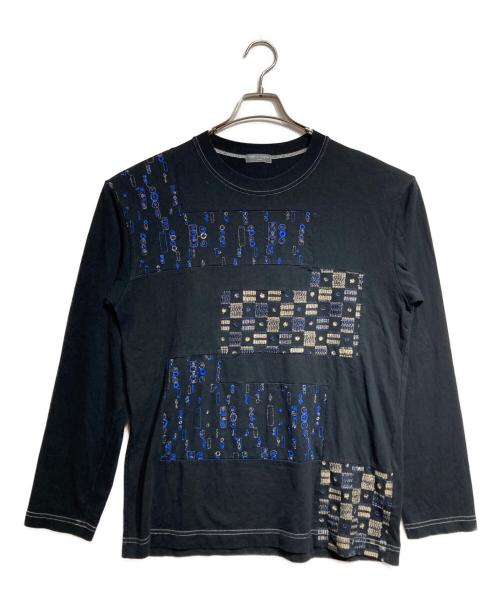 COMME des GARCONS HOMME（コムデギャルソン オム）COMME des GARCONS HOMME (コムデギャルソン オム) ラメステッチパッチワークL/S Tee/Metallic-thread stitched patchwork ブラック サイズ:ｰの古着・服飾アイテム