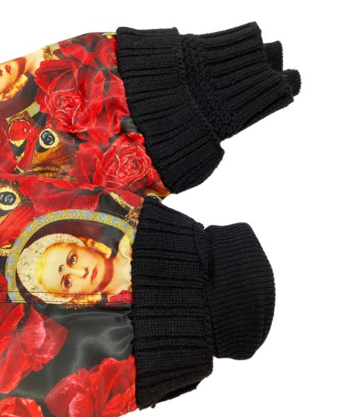 UNDERCOVER（アンダーカバー）UNDERCOVER (アンダーカバー) ローズプリント ニットパネル ジャケット レッド×ブラック サイズ:２の古着・服飾アイテム
