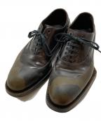 PRADAプラダ）の古着「カモ柄バイカラーラバーソール レザーシューズ」｜ブラウン×カーキ