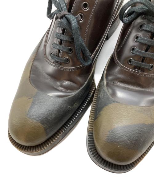 PRADA（プラダ）PRADA (プラダ) カモ柄バイカラーラバーソール レザーシューズ ブラウン×カーキ サイズ:6の古着・服飾アイテム