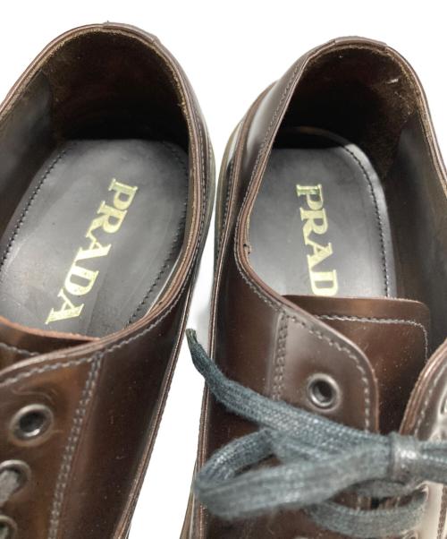 PRADA（プラダ）PRADA (プラダ) カモ柄バイカラーラバーソール レザーシューズ ブラウン×カーキ サイズ:6の古着・服飾アイテム