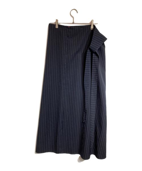 BACCA（バッカ）BACCA (バッカ) BACCA ストライプギャバ ラップロングスカート ネイビー サイズ:36の古着・服飾アイテム