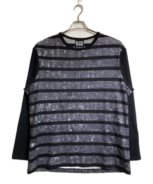 BLACK Scandal Yohji Yamamoto（ブラックスキャンダルヨウジヤマモト）BLACK Scandal Yohji Yamamoto (ブラックスキャンダルヨウジヤマモト) wool Border Cut and sew ブラック サイズ:3の古着・服飾アイテム