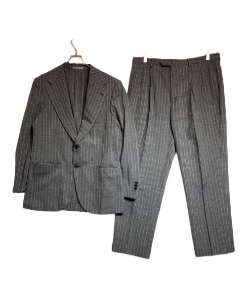 SHIPS（シップス）SHIPS (シップス) CARUSO (カルーゾ) ワイドラペル チョークストライプ スーツ グレー サイズ:48の古着・服飾アイテム