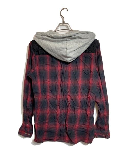 JohnUNDERCOVER（ジョンアンダーカバー）JohnUNDERCOVER (ジョンアンダーカバー) フーデットシャツ レッド サイズ:3の古着・服飾アイテム