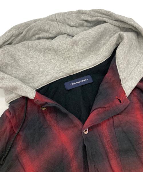 JohnUNDERCOVER（ジョンアンダーカバー）JohnUNDERCOVER (ジョンアンダーカバー) フーデットシャツ レッド サイズ:3の古着・服飾アイテム