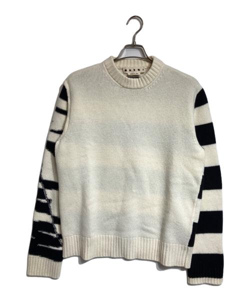 MARNI（マルニ）MARNI (マルニ) ボーダー切替ニット ホワイト×ブラック サイズ:46の古着・服飾アイテム